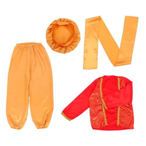 minkissy 1 Satz Kinderkostüm Arabischer Outfit mit Hut und Gürtel für Halloween Geburtstagsfeiern Cosplay und Schulaufführungen von minkissy