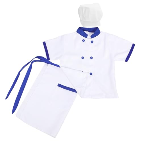 minkissy 1 Satz Kochuniform für Kochmütze und Schürze für Mädchen Koch Kostüm Kleinkind Kinderkommode Kleidung des Kinderkochs Kleidungshülle Hut Koch mit kurzen Ärmeln Stoff Weiß von minkissy