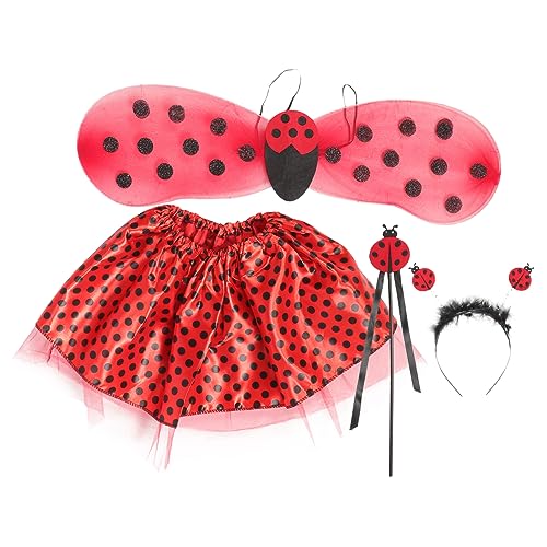 minkissy 1 Satz Kostümset für Mädchen Teiliges Ladybug Kostüm mit Tutu Rock Flügel Zauberstab und Stirnband für Partys und Auftritte Hautfreundlichem Material Elegant und minkissy 1 Satz Kostümset für Mädchen Teiliges Ladybug Kostüm mit Tutu Rock Flügel Zauberstab und Stirnband für Partys und Auftritte Hautfreundlichem Material Elegant und von minkissy