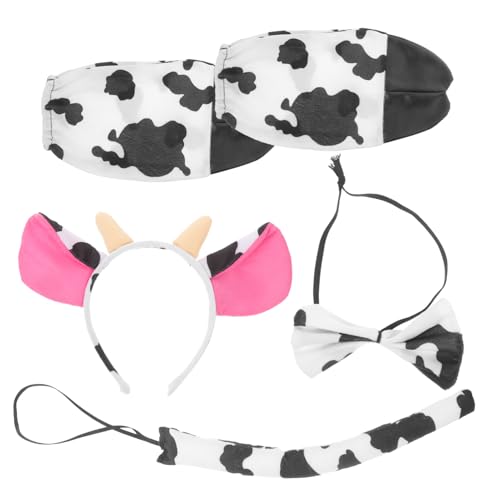 minkissy 1 Satz Kostümset für Süßes Kuhkostüm mit Stirnband Handschuhen Fliege für Halloween Geburtstagsfeiern Cosplay Niedliche Tierverkleidung für Besondere Anlässe von minkissy