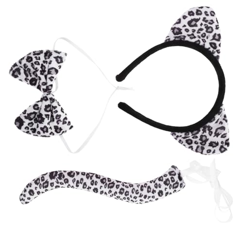 minkissy 1 Satz Leoparden Kostümset für Teiliges Set mit Haarreif Fliege Halloween Karneval Kostümpartys Gemütlich für Rollenspiele von minkissy