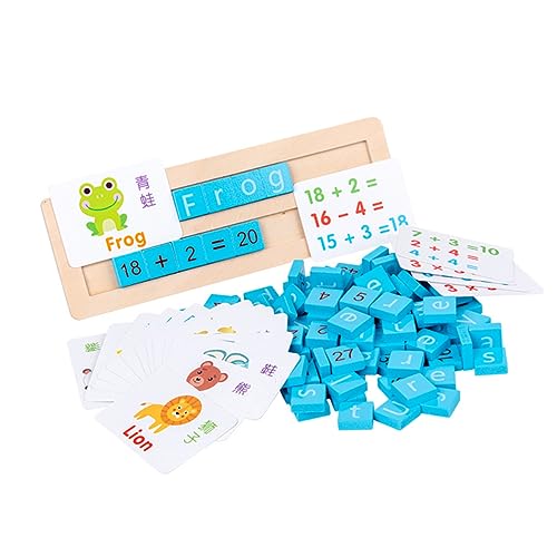 minkissy Holzspielzeug Satz für Kinder und Buchstabenspiel Lernspielzeug für Vorschulkinder Mathe und Wortspielzeug Pädagogisches Spielzeug für Frühes Lernen von minkissy