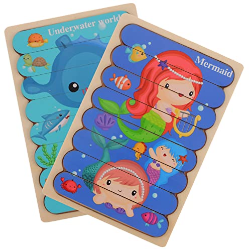 minkissy 1 Satz Lernspielzeug Holzpuzzle für Kleinkinder Doppelseitiges Cartoon Puzzle Kreativität und Feinmotorik Geeignet für Eltern Spiele und Gedächtnistraining von minkissy