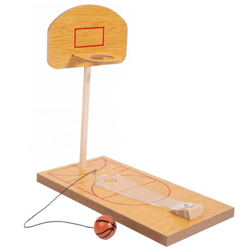 minkissy 1 Satz Mini Desktop Basketballspielzeug Interaktives Finger Sportspiel für Indoor Basketballkorb mit Holzbasis Fördert Hand Augen Koordination und Konzentration für Jungen und von minkissy