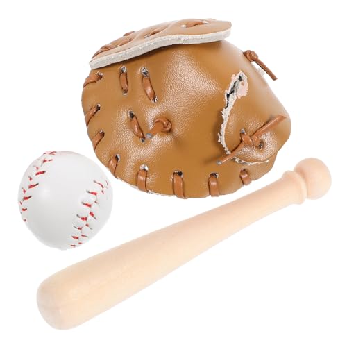 minkissy 1 Satz Miniatur Baseball Teiliges Sportdekor für Puppenhäuser Enthält Mini Baseballschläger und Handschuh Sichere Spielzeuge für als für Sportliebhaber von minkissy