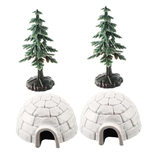 minkissy 1 Satz Miniatur Modellset Teiliges mit EIS Häusern und Weihnachtsbäumen Realistische Dekoration für Sandtischlandschaften Langlebig und Detailgetreu für Weihnachtsdeko und Kreative von minkissy