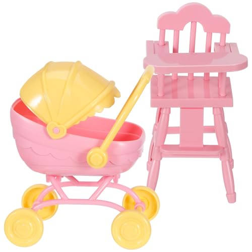 minkissy 1 Satz Miniaturer Puppenwagen mit Hochstuhl für Kinderwagen und Hochstuhl aus Abs für Puppen für Kreatives Rollenspiel und Beschäftigung von Kleinkindern minkissy 1 Satz Miniaturer Puppenwagen mit Hochstuhl für Kinderwagen und Hochstuhl aus Abs für Puppen für Kreatives Rollenspiel und Beschäftigung von Kleinkindern von minkissy