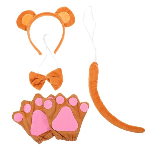 minkissy 1 Satz Monkey Kostümset mit Ohrenkopfbedeckung Handschuhen Niedliche Tierverkleidung für Kostümpartys Halloween Bühnenauftritte Realistische Accessoires für Unvergessliche von minkissy