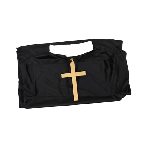 minkissy 1 Satz Nonnenkostüm Für Erwachsene Mittelalterliches Nonnenkleid Kostüme Nonnen-rollenspielkostüm Nonnen-outfit Die Kostümset Für Nonnen Halloween Nonnenkleidung Black Baumwolle von minkissy
