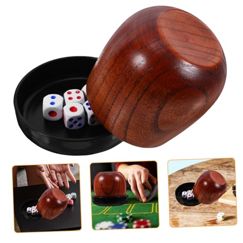 minkissy 1 Satz Professioneller Würfelbecher Set aus Holz mit Würfeln für Ktv Partys und Brettspiele Kompakt und Leicht Einfach zu Transportieren Deckel für Geräuschloses von minkissy