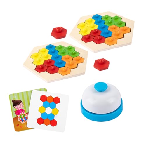 minkissy 1 Satz Puzzle Pädagogisches Hexagon Puzzle für Kleinkinder Interaktives Denkspiel für Mädchen Fördert Kreativität und Feinmotorik Sicheres Holzmaterial für Vorschulkinder von minkissy