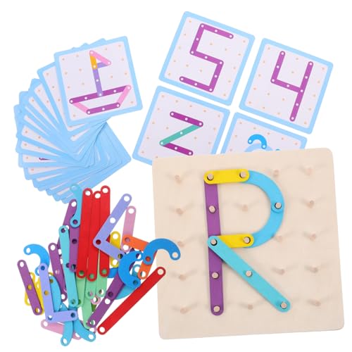 minkissy Montessori Holzpuzzle für Kleinkinder Alphabet Zahlen Geoboard Spielzeug Motorikspielzeug zur Kognitiven Fähigkeiten Lernspielzeug für Frühe Entwicklung für Vorschulkinder von minkissy