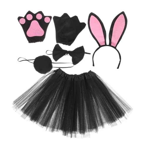 minkissy 1 Satz Rabbit Ears Kostümset für Frauen Teiliges Tierkostüm mit Haarreif Tutu Rock Handschuhen Fliege für Partys Halloween Fotoshootings von minkissy
