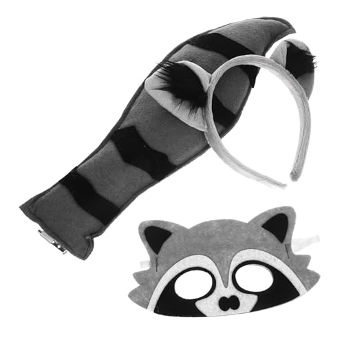 minkissy 1 Satz Raccoon Cosplay Fluffiges Tierkostüm mit Haarreif Maske und für Halloween Karneval und Partys für Kostümdramen und Unvergessliche Auftritte von minkissy