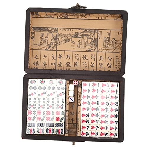 minkissy 1 Satz Reise Mahjong Set Tragbares Teiliges Mahjong Spielset mit Anleitung Geeignet für Reisen Hochwertige Verarbeitung Leicht und Einfach zu Transportieren für Familienspiele von minkissy