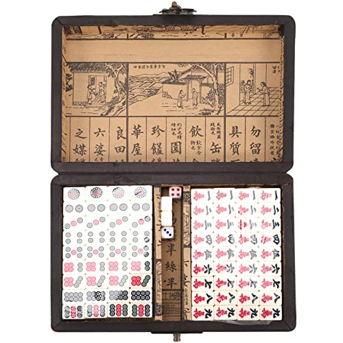 minkissy 1 Satz Reisespiel Mahjong Set Tragbares Chinesisches Mahjong Set für Camping Partys und Zuhause Komplettes Zubehör Leicht und Handlich mit Klaren Drucken für Unvergessliche von minkissy