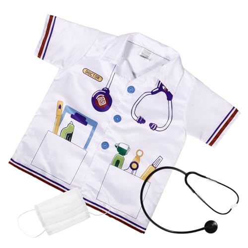 minkissy 1 Satz Satz Arztkoffer für Kostüme für Arzt-Laborkittel-Kostüm Rollenspielset für Kleinkinder Arztkittel für -Peelings Nylon Weiß von minkissy