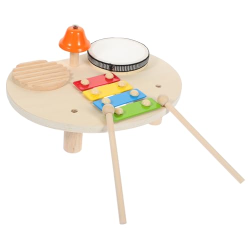 minkissy 1 Satz Schlagzeug Holz Xylophon Musikinstrument für Kleinkinder Pädagogisches Schlaginstrument mit Trommeln und Becken für Drinnen und Draußen Fördert Musikalische Fähigkeiten und von minkissy