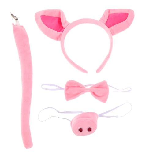 minkissy 1 Satz Teiliges Set mit Ohren Nase und Fliege für Halloween und Karneval Niedliche Tierkostüm Accessoires für Verkleidungsspiele von minkissy