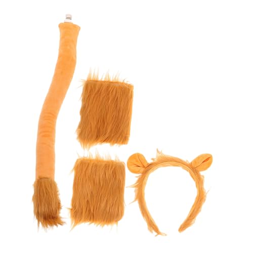 minkissy 1 Satz Traditionelles Löwentanz -maskottchenkostüm Löwenmähne Kostüm Löwenkostüm Für Löwen Stirnband Ohren Und Löwenkopfkostüm Löwentanzkopf Kunststoff Light Brown von minkissy