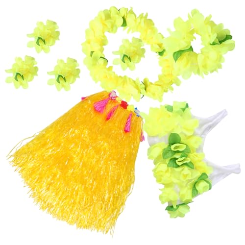 minkissy 1 Satz Verdickter Grasrockanzug Dekorationen Für Sommerpartys Luau-outfit Hula -rock Tropisch Girlande Luau-partyzubehör Erwachsene Kostüme Geblüht Kunststofffaser von minkissy