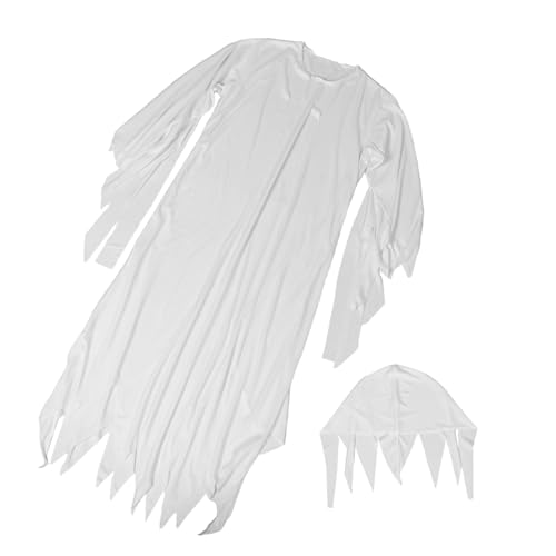 minkissy 1 Satz Weißes Gespenster Outfit für Halloween Party Gruseliges Cosplay Kostüm für Rollenspiele Bühnenauftritte von minkissy