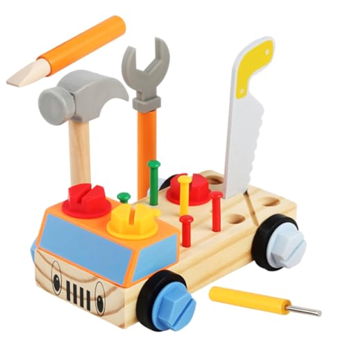 minkissy 1 Satz Werkzeugkasten für Holzspielzeug mit Schraubendreher und Autos Frühes Lernspielzeug zur Motorischer Fähigkeiten und von minkissy