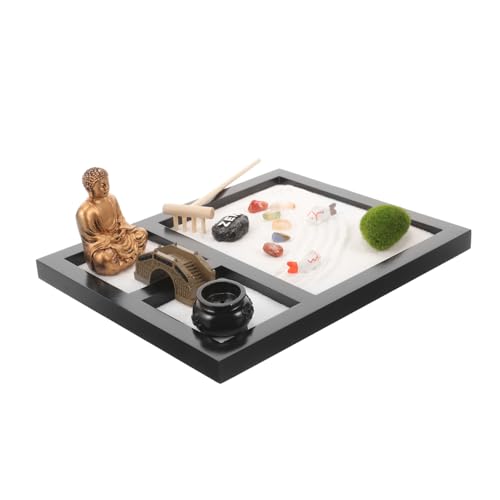 minkissy 1 Schachtel Buddha Zen Garten für Schreibtisch Dekorative Sandkasten Dekoration mit Miniatur Zubehör für Stressabbau und Meditation von minkissy