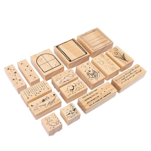 minkissy 1 Schachtel Romantisches Holzstempel mit Blumenmotiven Kleine Dekorative Stempel für Scrapbooking DIY Tagebuchverzierung Langlebige Handwerksstempel für Geschenkanhänger und von minkissy