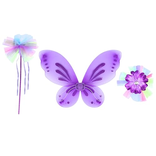 minkissy 1 Set 3 Teiliger Flügel Feenstab Dreiteiliges Set Flügel Flügel Foto Requisiten Feenstab Foto Requisiten Flügel Haarspange Engel Requisiten Cosplay Zufällige Farbe von minkissy