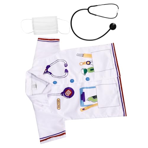 minkissy 1 Set Arztanzug Arztkoffer Arztkittel Kostüm Arztkoffer Für Kleinkinder Arztkostüm Damen Arztkostüm Arztkostüm Für Nylon Weiß von minkissy