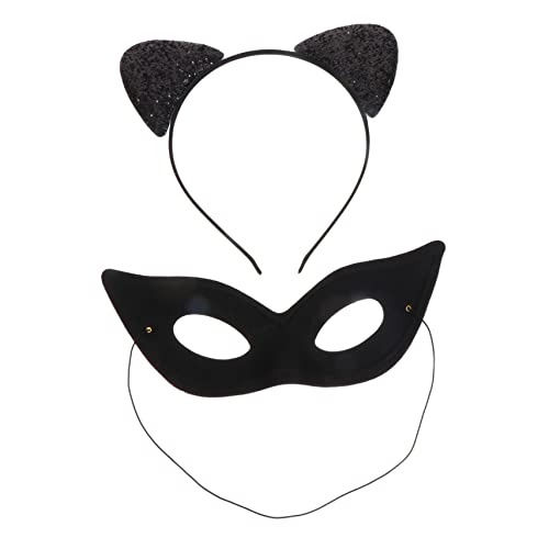 minkissy 1 Set Katzenohren Stirnband Schwarz Ohr Stirnband Kopfbedeckung Kätzchen Stirnband Katzenohren Kostüm Zubehör Karneval Party Favor Kleid für Mädchen Party Kostüm Maske Ohrringe Frau von minkissy