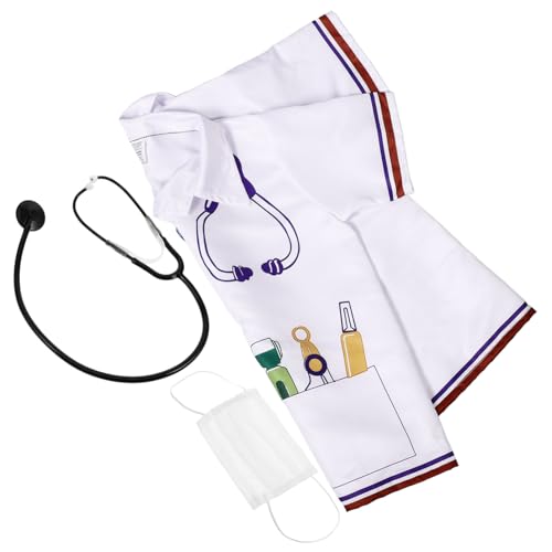 minkissy 1 Set Kittel Arztkittel Für Kleinkinder Arzt Outfit Für Arzt Spielset Für Kleinkinder Arztkostüm Für Arztspielzeug Verkleidungsset Für Mädchen Krankenhauskittel Für von minkissy