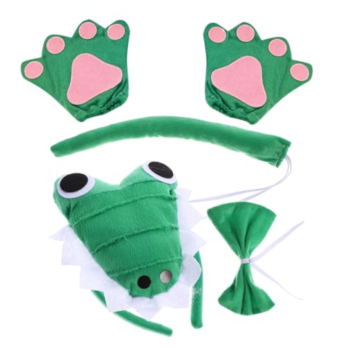 minkissy 1 Set Niedliche Alligator -kostümzubehör Set Alligator Stirnband Schwanze Bowtie Und Handschuhe Für Halloween -party von minkissy