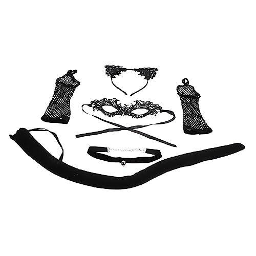 1 Set Stirnbänder Augenklappen für Erwachsene Maskerade Maske Die Maske Cosplay Tier Ohr Stirnband Cosplay Ohren Tierschwanz Make-up Kostüm Requisiten Augenbinde Hals Kragen Die Katze von minkissy