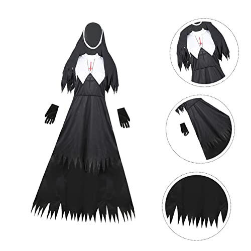minkissy 1 Stück Gruseliges Zombie Nonnenkostüm für Erwachsene Halloween Party Outfit Kostümierung für Schaurige Feiern Bequemes und Langlebiges Material von minkissy