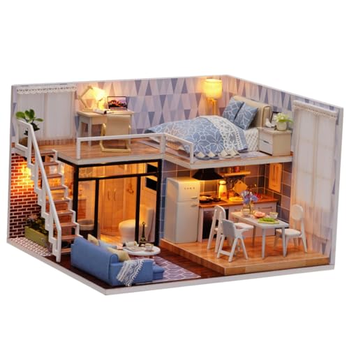 minkissy 1 Stück Miniatur DIY Apartment Lustiges Handgefertigtes Cottage zum Zusammenbauen für Kreative Bastelprojekte für Familien und Freunde Hellblau minkissy 1 Stück Miniatur DIY Apartment Lustiges Handgefertigtes Cottage zum Zusammenbauen für Kreative Bastelprojekte für Familien und Freunde Hellblau von minkissy