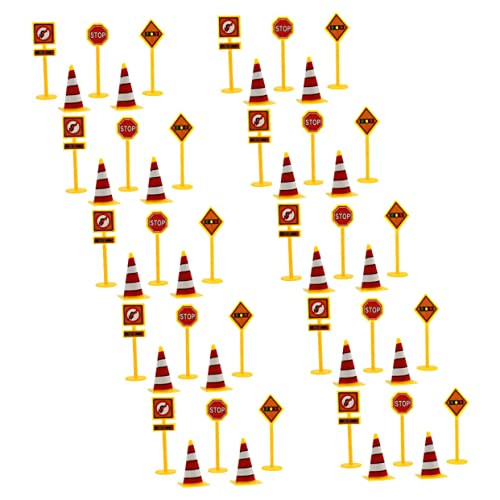 minkissy 10 Sätze Teiliges Verkehrsschilder Set Realistische Verkehrszeichen und Straßensperren Kindersicheres Material für Verkehrserziehung und Sandspieltisch Interaktives Lernspielzeug von minkissy