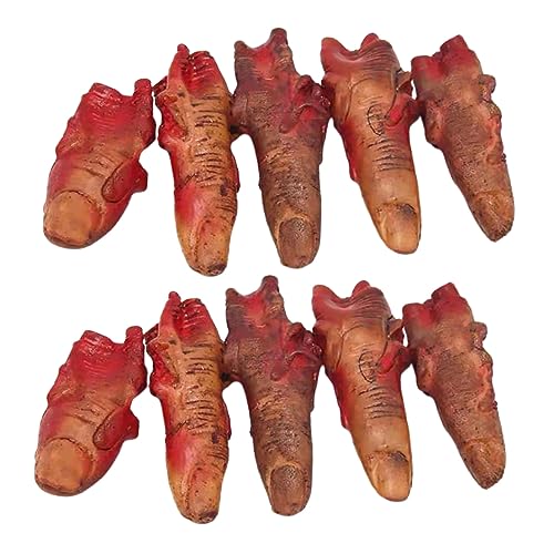 minkissy 10 Stück Gruselige Abgetrennte Finger Halloween Deko Requisiten für Horror Partys Realistische Künstliche Finger aus Hautähnlichem Material für Kostüme und Schreckmomente von minkissy
