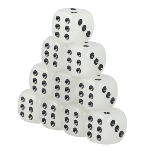minkissy 10 Stück Teiliges Acryl Nachtleuchtend Schwarz Gepunktet für Brettspiele Bar Spielwürfel Lernspielzeug von minkissy