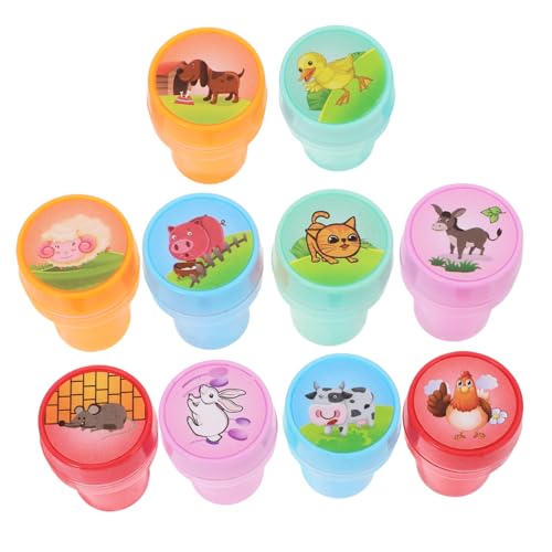 minkissy 10 Stück Teiliges Farmtier Stempelset Selbstfärbend für Vielseitig Einsetzbar als Partygeschenk Klassenraum Belohnung und Kreative Bastelaktivität für Lehrer und Eltern von minkissy