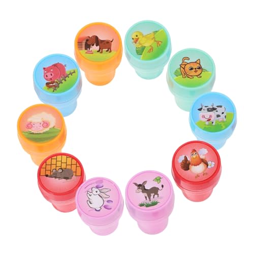 minkissy 10 Stück Teiliges Farmtier Stempelset für Selbstfärbung Vielseitig Einsetzbar als Party Mitgebsel Klassenraum Belohnung und Geburtstagsgeschenk Pädagogisches zur Motivation von minkissy