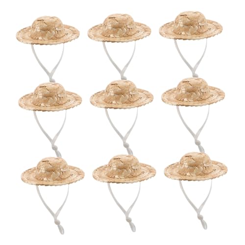 minkissy 10 Stück Teiliges Handgewebte Mini Strohhüte für Puppen DIY Bastelbedarf Langlebige Bambus-sombreros Vielseitig Passend für Puppenhaus Dekoration von minkissy