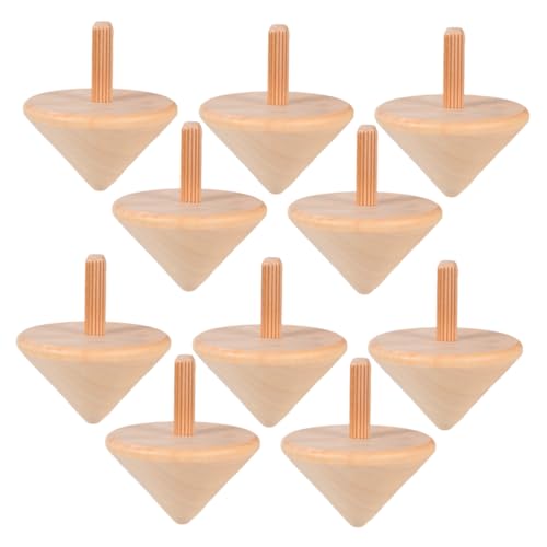 minkissy 10 Stück Teiliges Holz für DIY Malset Handgefertigte Naturbelassene Spinning Toys Fördert Feinmotorik und Hand Auge Koordination Leicht Tragbar für Drinnen und Draußen von minkissy