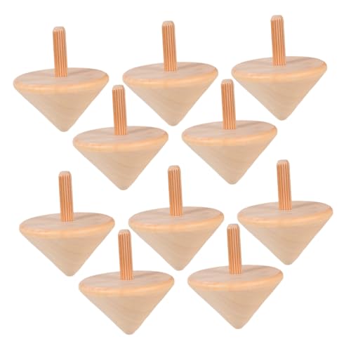 minkissy 10 Stück Teiliges Holz für DIY Malset Handgefertigte Spinning Tops aus Naturholz Fördert Kreativität Hand Auge Koordination Leicht und Sicher für Drinnen und Draußen von minkissy