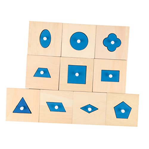 minkissy 10 Stück Teiliges Holzspielzeug für Kleinkinder Geometrische Formen zur Sensorischen Wahrnehmung Kreatives Lernspielzeug Vorstellungskraft und Farbenkennung von minkissy