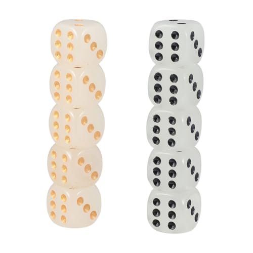 minkissy 10 Stück Teiliges Leuchtende Acrylwürfel Runde Ecken Schwarz und Gold Punkte Partyspiel Zubehör Kreative Nachtwürfel für Bar und Familienspiele von minkissy