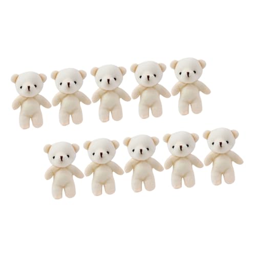 minkissy 10 Stück Teiliges Mini Bär Stofftier Weiche Kleine DIY Schlüsselanhänger und Wohnaccessoire Beige Plüschpuppen Handliche Anhänger für Geschenke und Dekoration von minkissy