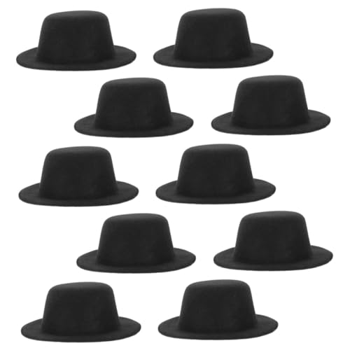 minkissy 10 Stück Teiliges Mini Filz-hüte Schwarz Kleine Top-hüte für Puppen Stabile Diy-deko Modische Mini Hut-kopfbedeckungen für Weihnachts Halloween-party Bastelbedarf und von minkissy