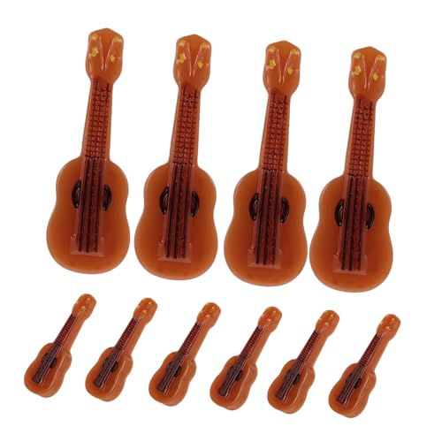 minkissy 10 Stück Teiliges Mini Gitarrenmodell aus Resin Detailgetreues Puppenhaus Dekor Realistische Mini Musikinstrumente Langlebig und Bruchsicher als Fotorequisite und Sammlerstück von minkissy
